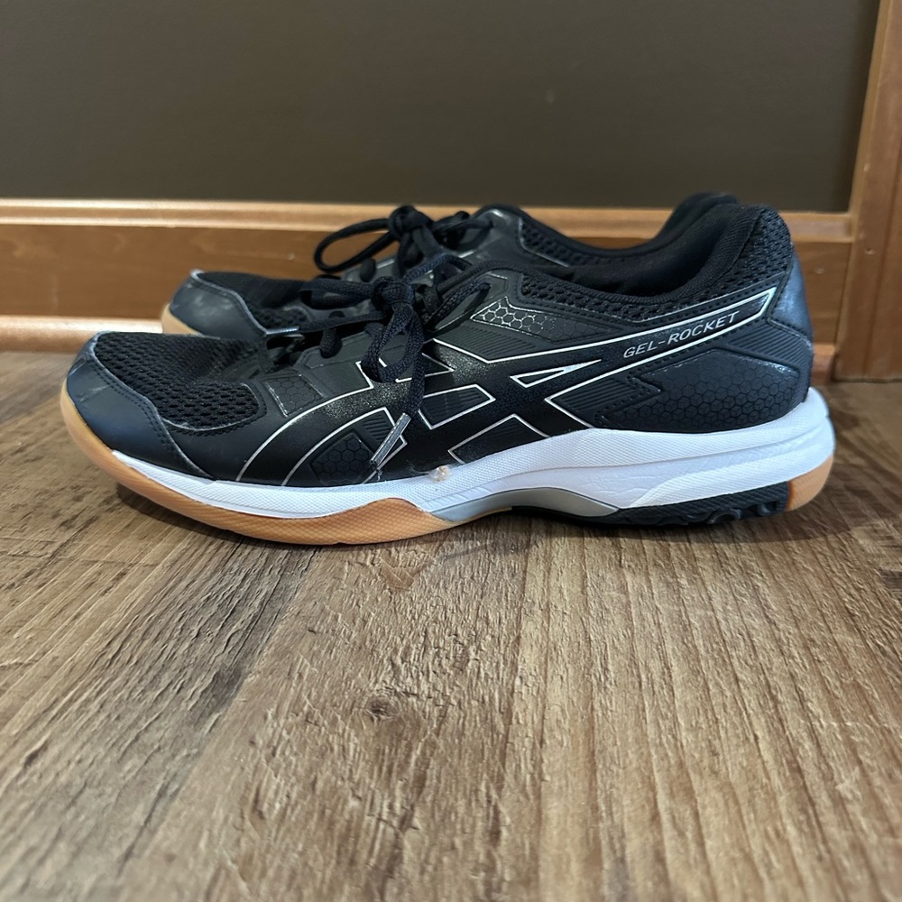 Asics Gel-Rocket Black and White Athletic Shoes